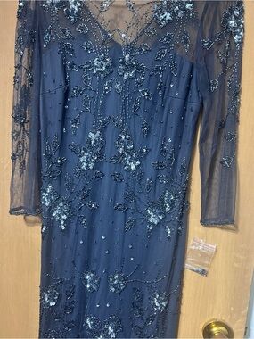 Charcoal  Beaded Lace Sheath Dress - Evening Elegance